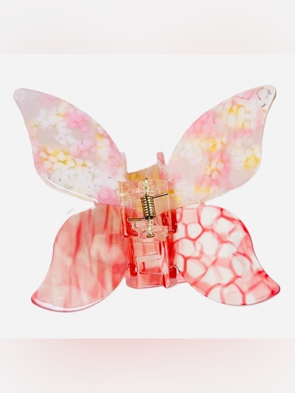 Print Acrylic Butterfly Hair Clip Pink New